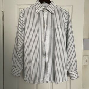 Spier & Mackay White Oxford Shirt with Navy stripes Slim Size 15-33 100% Cotton